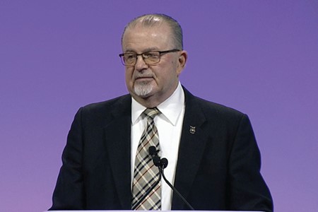 NSBA President-elect Donald Hubler delivers remarks at NSBA's 2024 Annual Conference