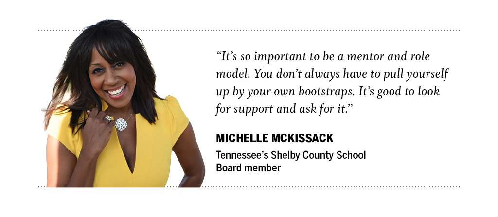an image of michelle mckissack saying "It's so important to be a mentor and role model. You don't always have to pull yourself up by your own bootstraps. It's good to look for support and ask for it."