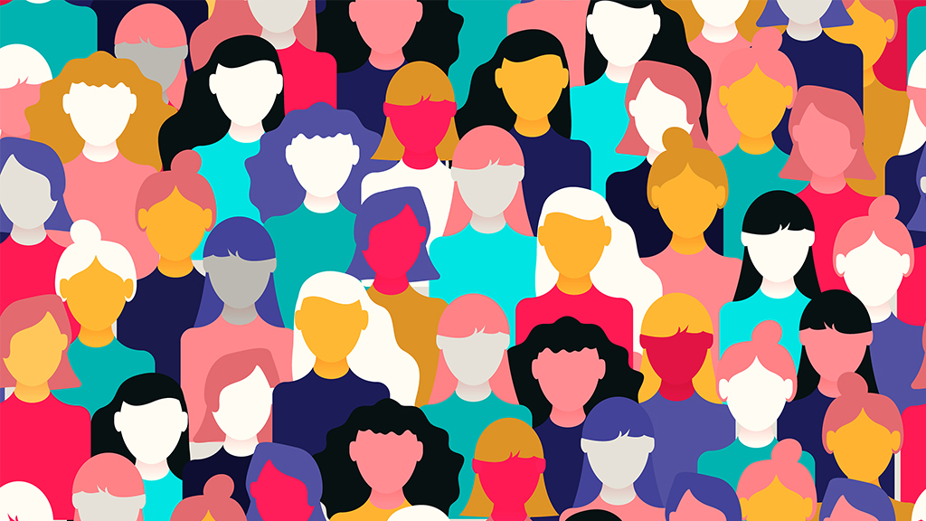 a vector illustration of a bunch of people with different skin tones and hair styles