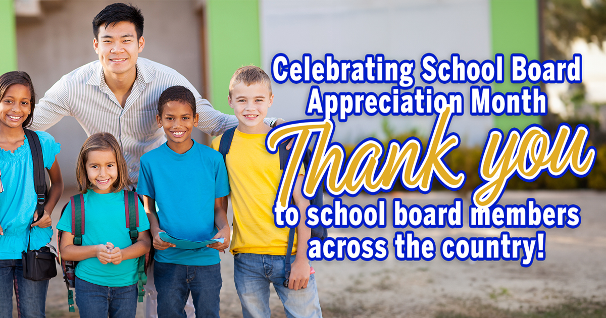 Celebrating School Board Appreciation Month--Man smiling with students